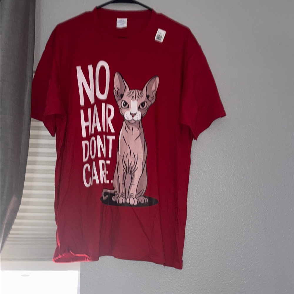 Red Graphic T-Shirt with Sphynx Cat Design